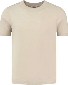 Knitted tshirt with small logo on c sand