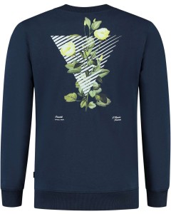 Crewneck with front print and back  navy