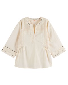Top with eyelet details soft ice ecru