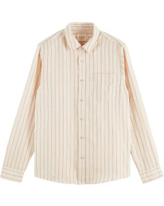 Striped linen cotton shirt sand