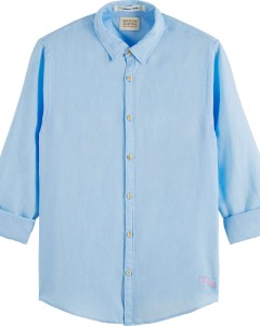 Linen shirt with sleeve roll-up sky