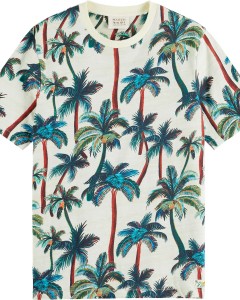 Palm-printed crewneck t-shirt offwhite palmtrees a