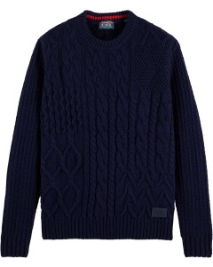 Wool-blend structure knit sweater navy