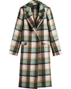 Green check single breasted coat frozen mint check