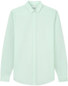 Organic Cotton Oxford Shirt Light green Stripes