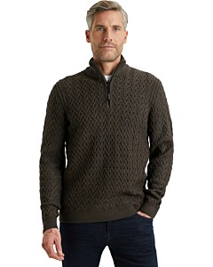 Half zip collar wool blend Dark Earth