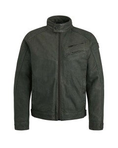 Leather sheep jacket forest night groen