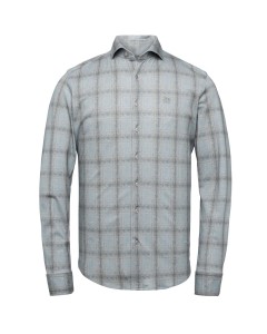 Long sleeve shirt check printed on mid grey