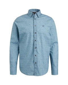 Long sleeve shirt print on fine po cashmere blue