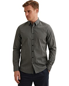 Long sleeve shirt Print on poplin Dark Sea