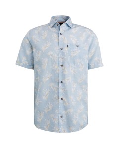 Overhemd korte mouw met print cashmere blue