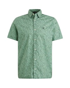 Overhemd korte mouw met print poplin granite green