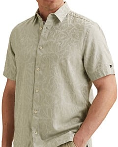 Short Sleeve Shirt Jacquard Tonal Aqua Gray