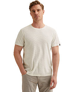 Short sleeve r-neck jacquard jerse Cloud Dancer