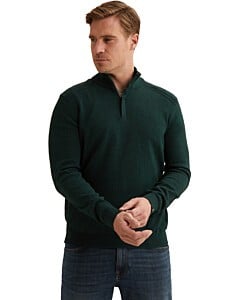Half zip collar cotton mouline Dark Sea