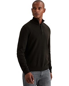 Half zip collar cotton mouline Black Beauty
