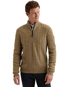 Half zip collar wool blend Greige