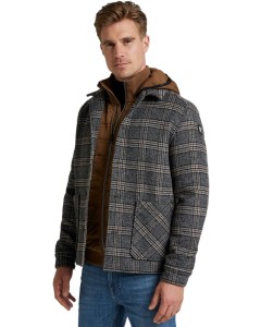 Short jacket scramride wool check antracite melee