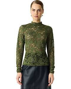 YASLACEY LS LACE TOP S. NOOS Sphagnum