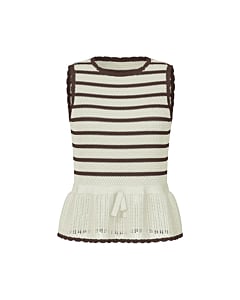 YASANNIE SL KNIT TOP S. Pristine/W. COFFEE B