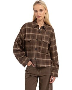 Geruite flanellen blouse COCOA BROWN DESSIN