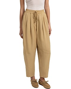 Geweven barrel-leg broek SAFARI BROWN