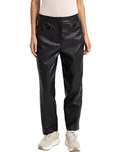 Kunstleren broek met wortelmod HOLE BLACK