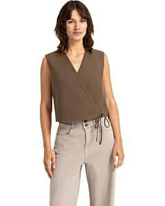 Gilet met overslagdetail TEAK BROWN