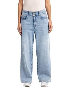 Broek met brede tailleband LIGHT BLUE DENIM