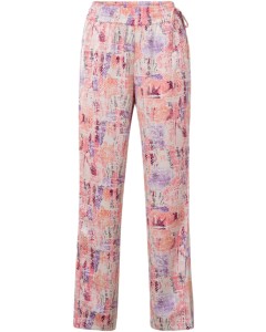 Satin trousers with print FLAMINGO PLUME PINK