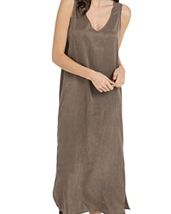 Jurk met crinkle structuur WASHED BROWN