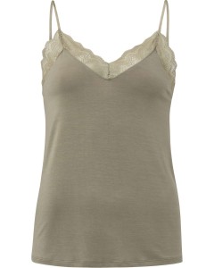 Strappy top with lace weathered teak green