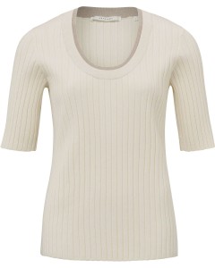 Sweater with half sleeve off white knit