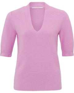 Cotton v-neck sweater phalaenopsis pink