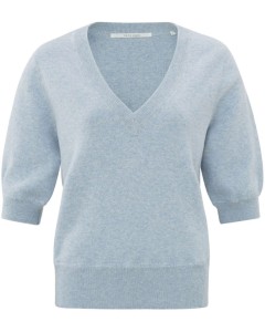 Sweater with V-neck XENON BLUE MELANGE