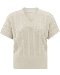 Cable sweater with short sleev BEIGE