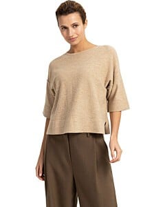 Fijngebreid oversized T-shirt BEIGE MELANGE