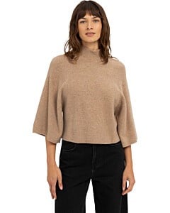 Trui met wijde mouwen DARK BEIGE MELANGE