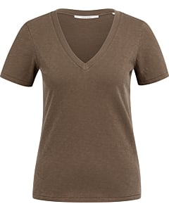 T-shirt met V-hals WASHED BROWN