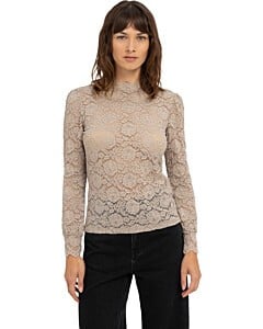 Kanten top met hoge hals PURE CASHMERE GREY
