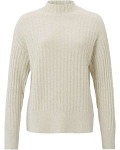 Ribbed sweater with turtleneck silver  birch sand 