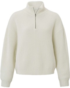 Turtleneck sweater with zip silver birch sand