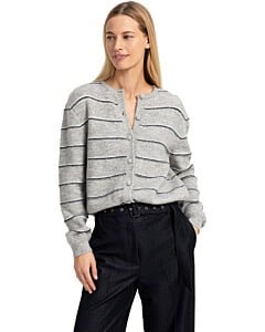 Gestreept gebreid vest MEDIUM GREY MELANGE