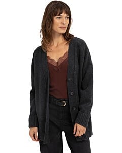 Oversized ribgebreid vest DARK ANTHRACITE MELA