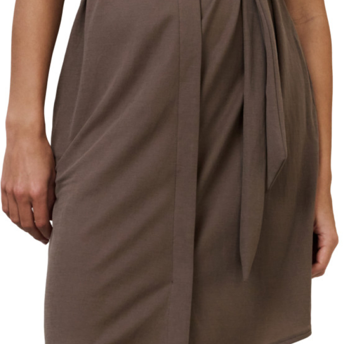 Yaya Jersey jurk met strikceintuur GREYISH BROWN 1-609188-507