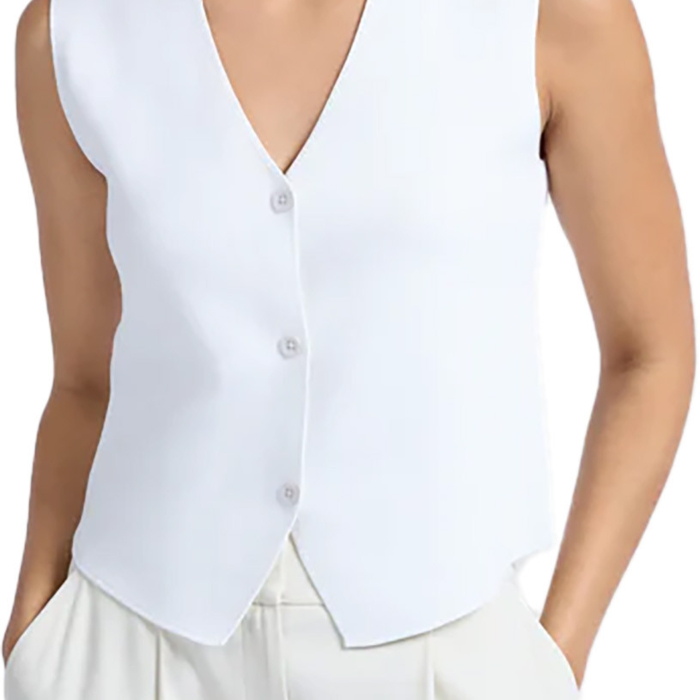 Yaya Fine knitted gilet with V-neck PURE WHITE 1-010103-504-00000