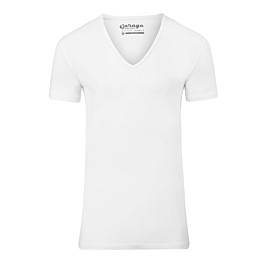Bodyfit t-shirt deep v-neck white-2 s