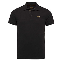 Short sleeve polo cotton elastan p black