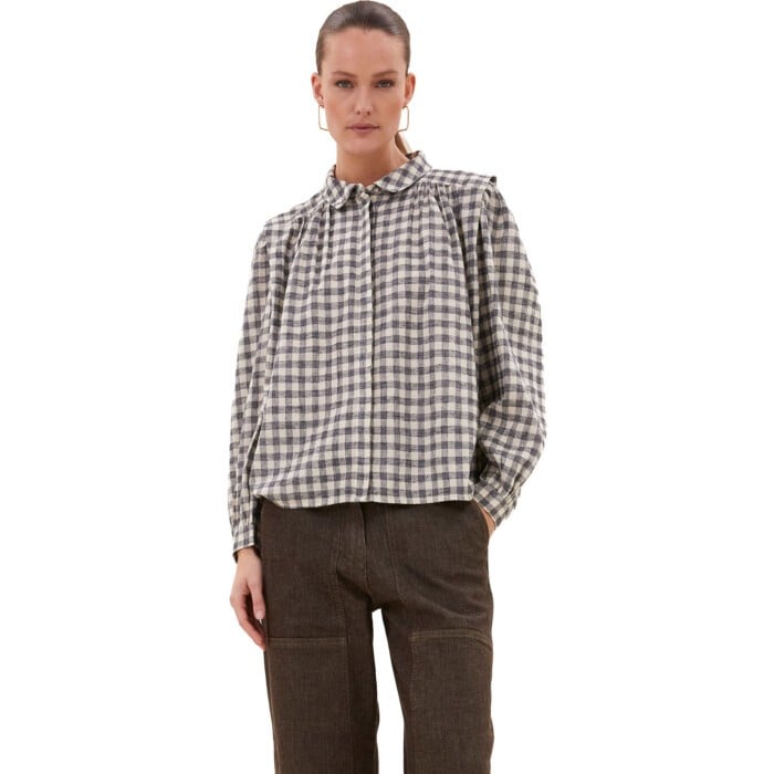 maia check blouse
