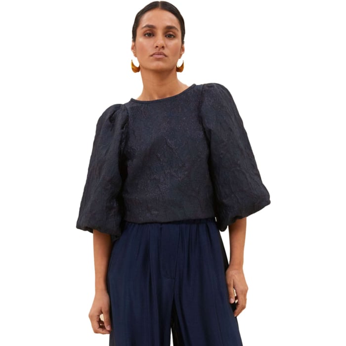 BY-BAR Zasu Jacquard Blouse Midnight 24512041-856 | VTMode